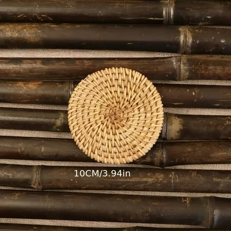 6pc Handcrafted Rattan and Bamboo Coaster Set