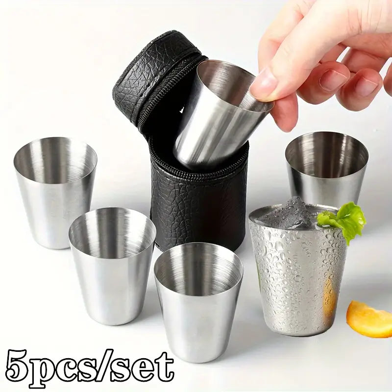 4pc Stainless Steel Shot Glasses Set