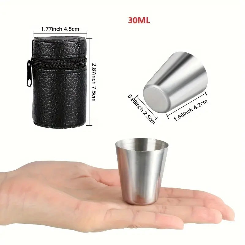 4pc Stainless Steel Shot Glasses Set